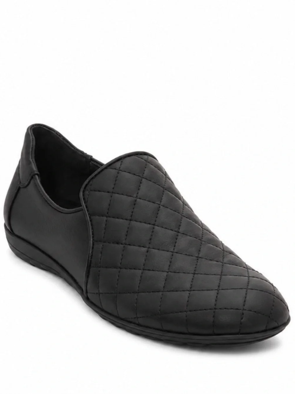 Sesto Meucci Black Quilted Leather Slip-On Loafers